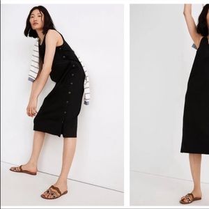 Madewell Linen-Cotton Side-Button Midi Dress Black